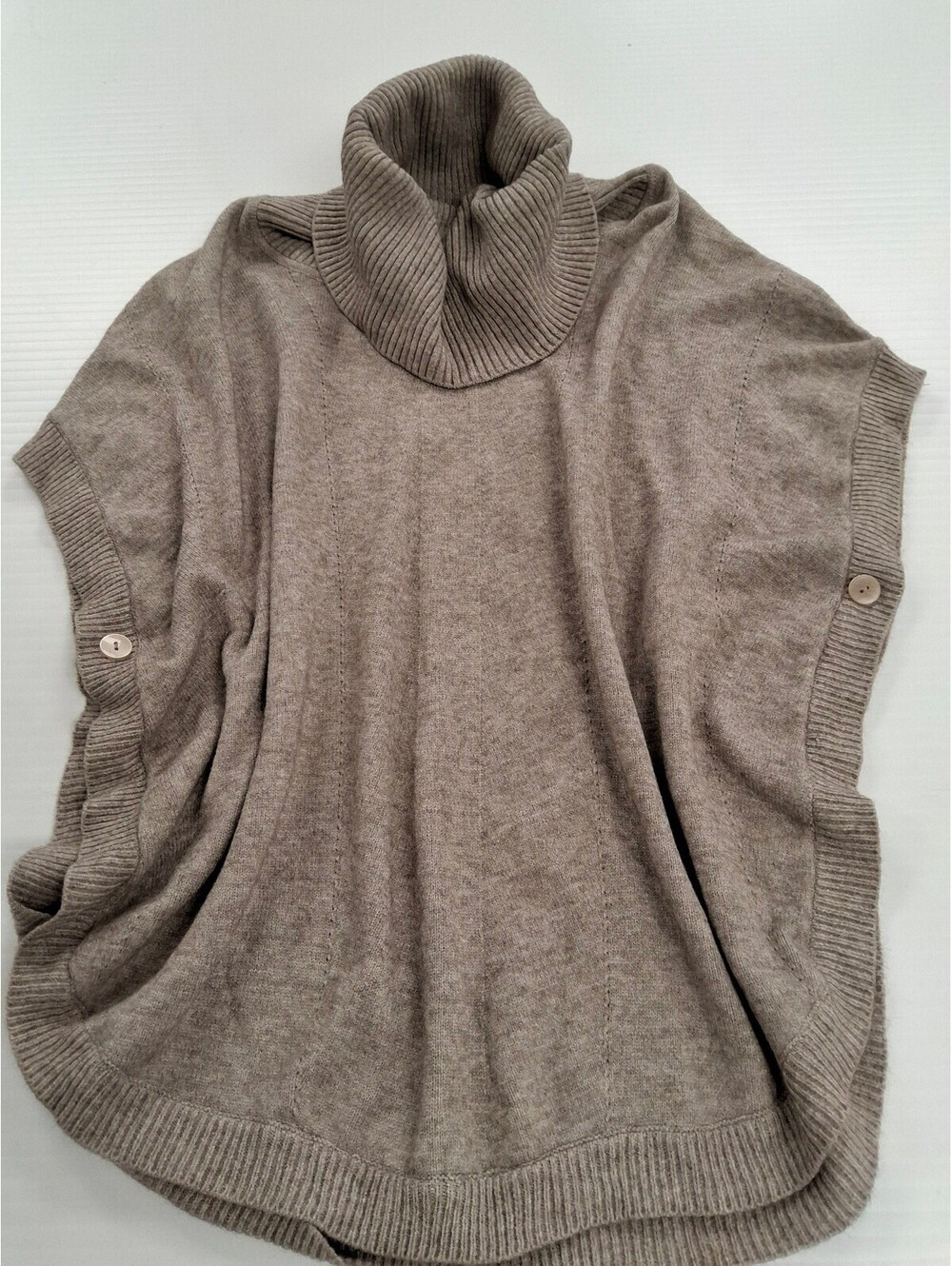 Sisters Women's Taupe Turtleneck Poncho Sweater Size L